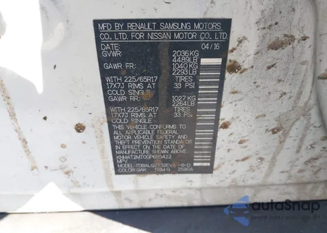 2016 Nissan Rogue Sv z USA, uszkodzony, nr VIN KNMAT2MT0GP685422